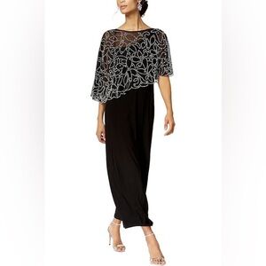 MSK Overlay Womens Evening Gown